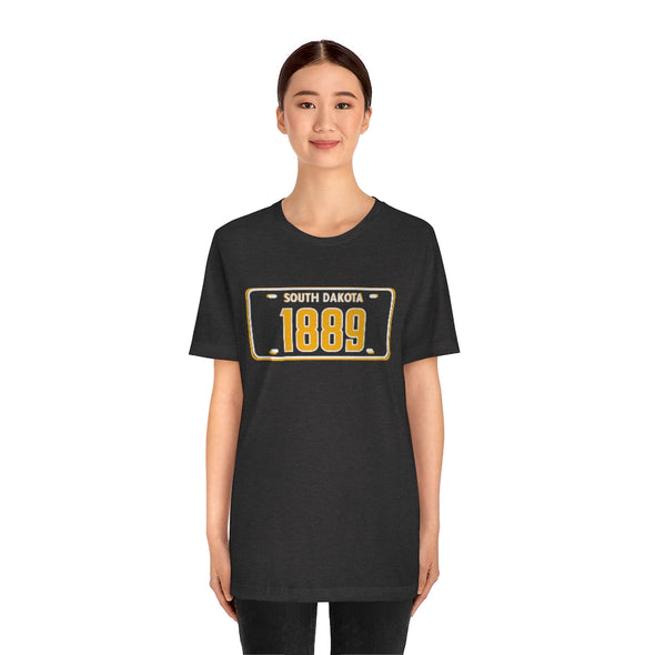 1889 SD License Plate - Unisex Jersey Short Sleeve Tee