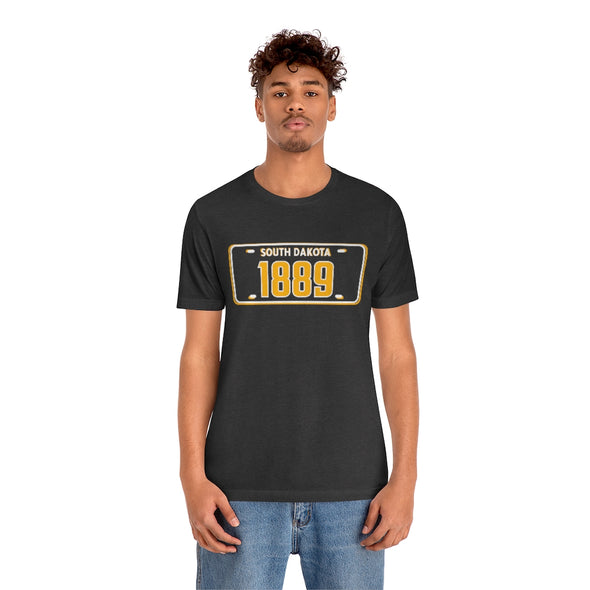 1889 SD License Plate - Unisex Jersey Short Sleeve Tee